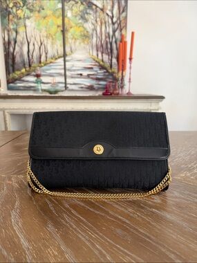 Dior Black Monogram Tote with Gold Plaque